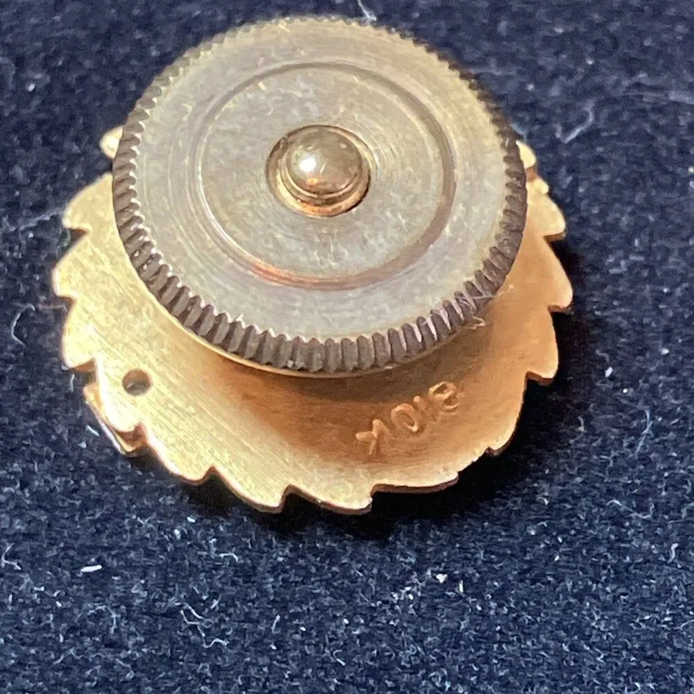 Vintage 10K Yellow Gold Two Diamond Philco Tech Rep Employee Lapel Button Pin